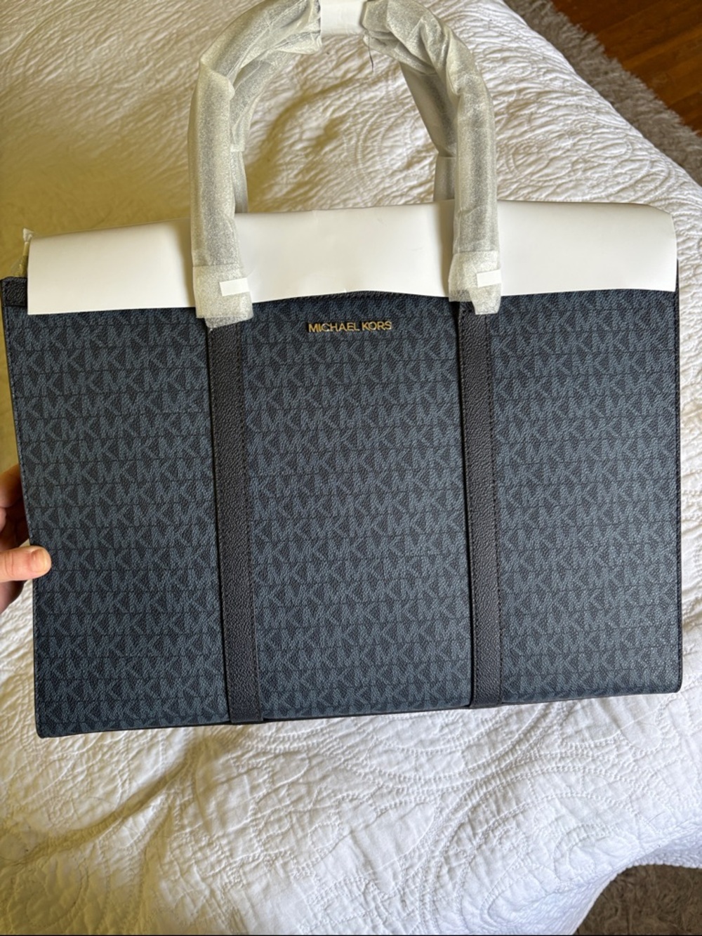Michael Kors Black and Gray Men’s Signature Tote Briefcase